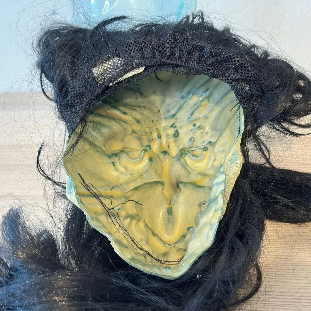 1999 Paper Magic Group Halloween Mask Warlock Troll Ogre Long Black Hair Beard